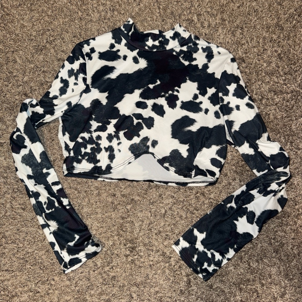 Black and White Cow Print Crop Top